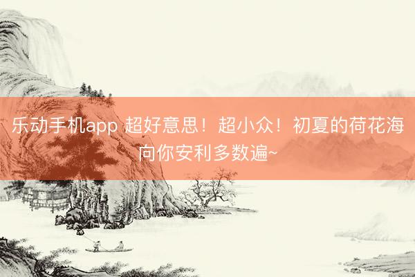 乐动手机app 超好意思！超小众！初夏的荷花海向你安利多数遍~