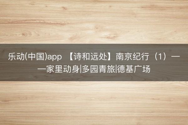 乐动(中国)app 【诗和远处】南京纪行(1)——家里动身|多园青旅|德基广场