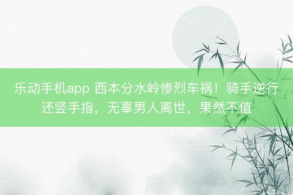 乐动手机app 西本分水岭惨烈车祸！骑手逆行还竖手指，无辜男人离世，果然不值