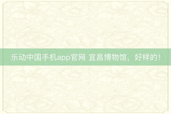 乐动中国手机app官网 宜昌博物馆，好样的！