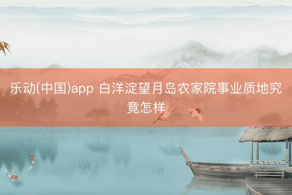 乐动(中国)app 白洋淀望月岛农家院事业质地究竟怎样