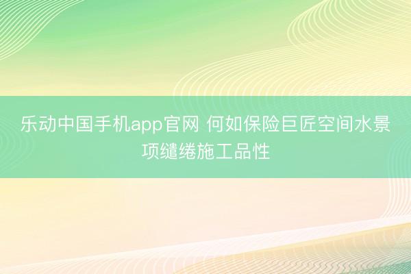 乐动中国手机app官网 何如保险巨匠空间水景项缱绻施工品性