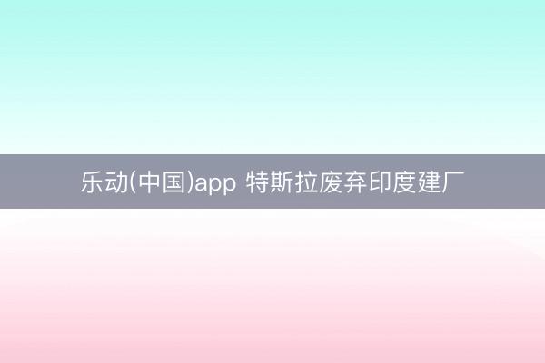 乐动(中国)app 特斯拉废弃印度建厂