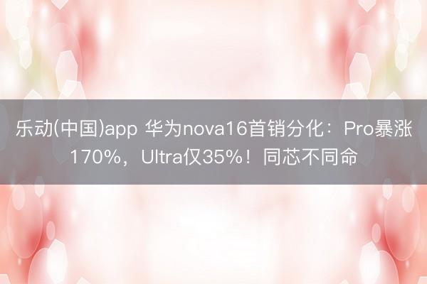 乐动(中国)app 华为nova16首销分化:Pro暴涨170%,Ultra仅35%!同芯不同命
