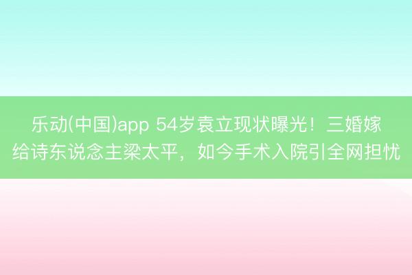 乐动(中国)app 54岁袁立现状曝光！三婚嫁给诗东说念主梁太平，如今手术入院引全网担忧