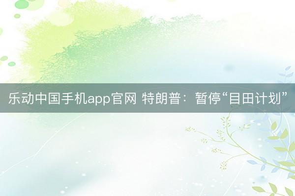 乐动中国手机app官网 特朗普：暂停“目田计划”